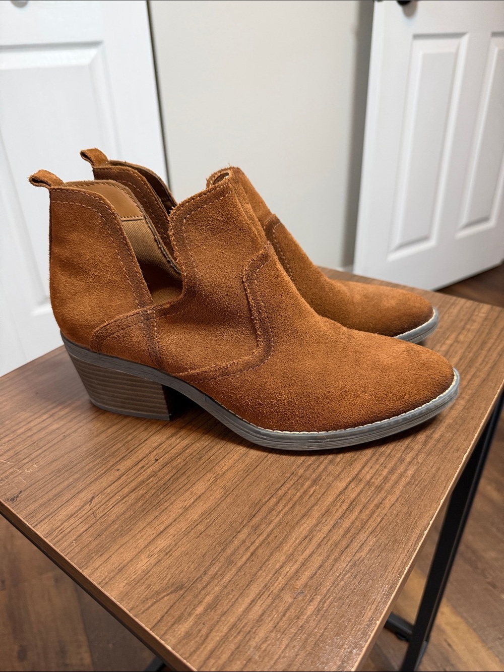 Sonoma Suede Ankle Booties in Cognac Brown